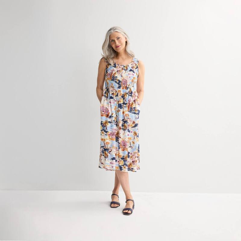 クロフト＆バロー レディース トップス 衣装 midi シャーリング Women\u0027s Croft \u0026 Barrow Smocked Midi Dress Berry Coastal Scenic
