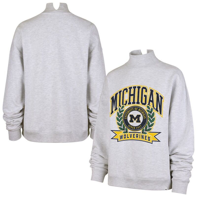 フォーティセブンブランド レディース トップス プルオーバー モックネック 汗水 47 Brand Women\u0027s \u002747 Gray Michigan Wolverines Laurel Arch Mock Neck Sweatshirt Mic Grey 薄墨色