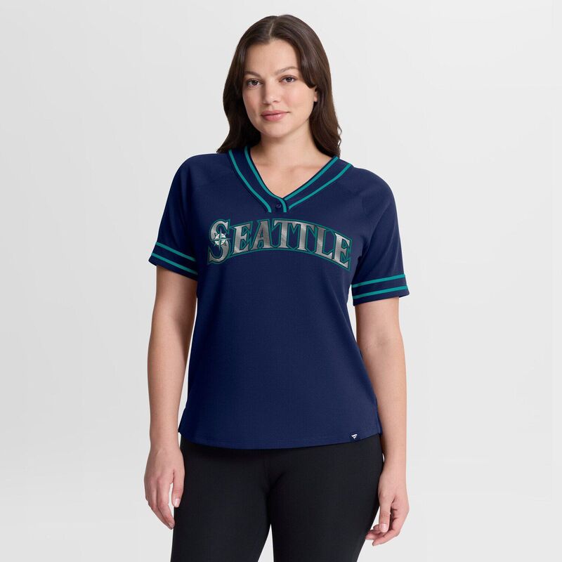 ファナティクス レディース トップス プルオーバー V素っ首 Women\u0027s Fanatics Navy Seattle Mariners Diva Race Ahead Raglan V-Neck T-Shirt Mns Navy 米国海軍