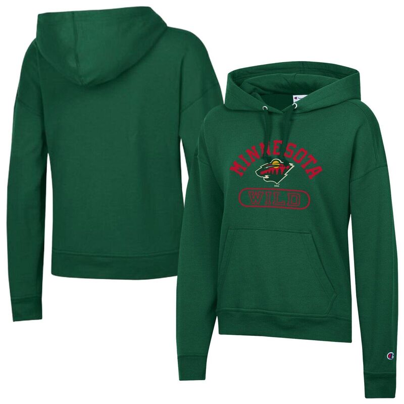 はやりっ子 レディース トップス プルオーバー パーカー Women\u0027s Champion Green Minnesota Wild Arched Pill Box Hoodie Wld Green 緑であること