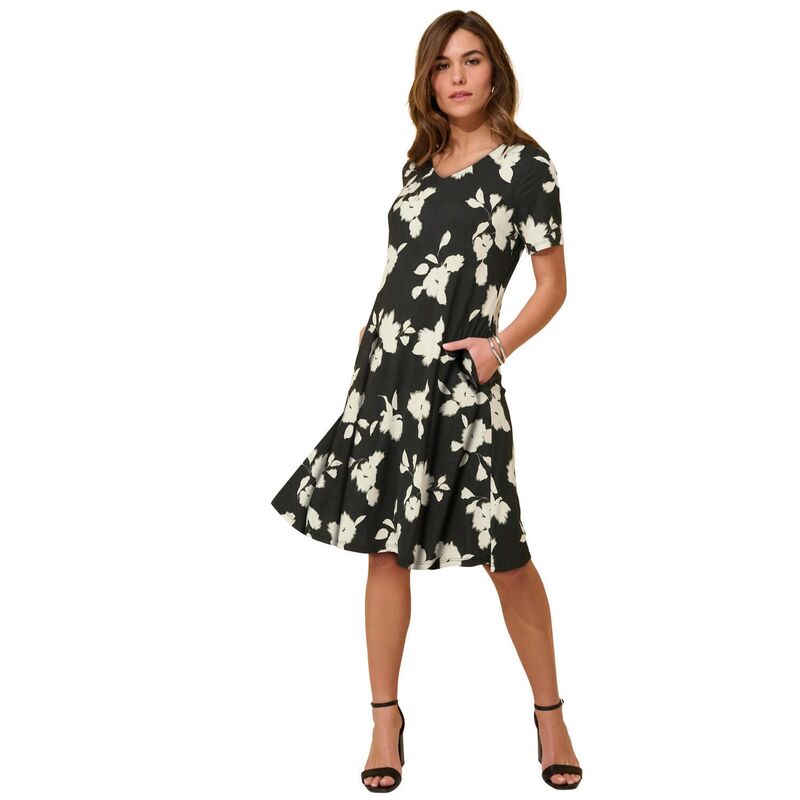 ロアマンズ レディース トップス 衣装 付け加える大いさ プルオーバー 編み物 Roaman\u0027s Women\u0027s Plusize Stretch Knit Swing Pocket Shirtdress Black Silhouette 黒いこと レディースファッション-ワンピース