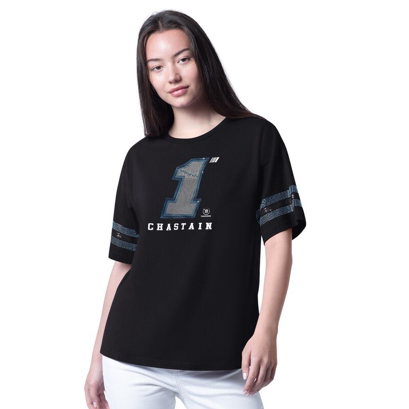 ジースリー フォーハー バイ 長い巻き毛 バンクス レディース トップス プルオーバー Women\u0027s G-III 4Her by Carl Banks Black Ross Chastain Fan Catch T-Shirt Nas Black 黒いこと
