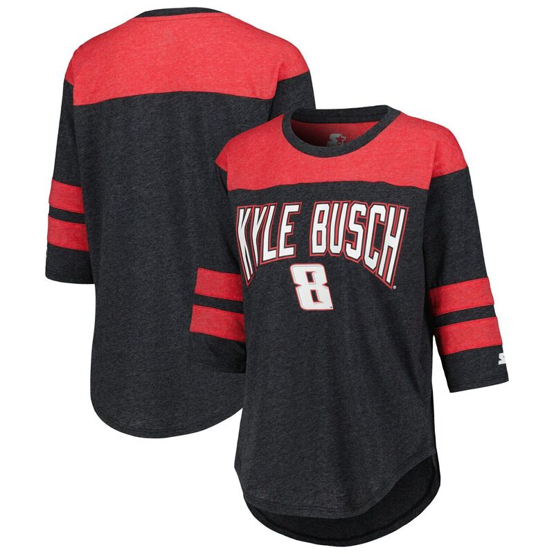 クランク レディース トップス ティーシャツ Women\u0027starter Blackyle Busch Full Back Block 3/4-Sleeve Tri-Blend Top Nas Black 黒いこと レディースファッション-Tシャツ・カットソー-トップス