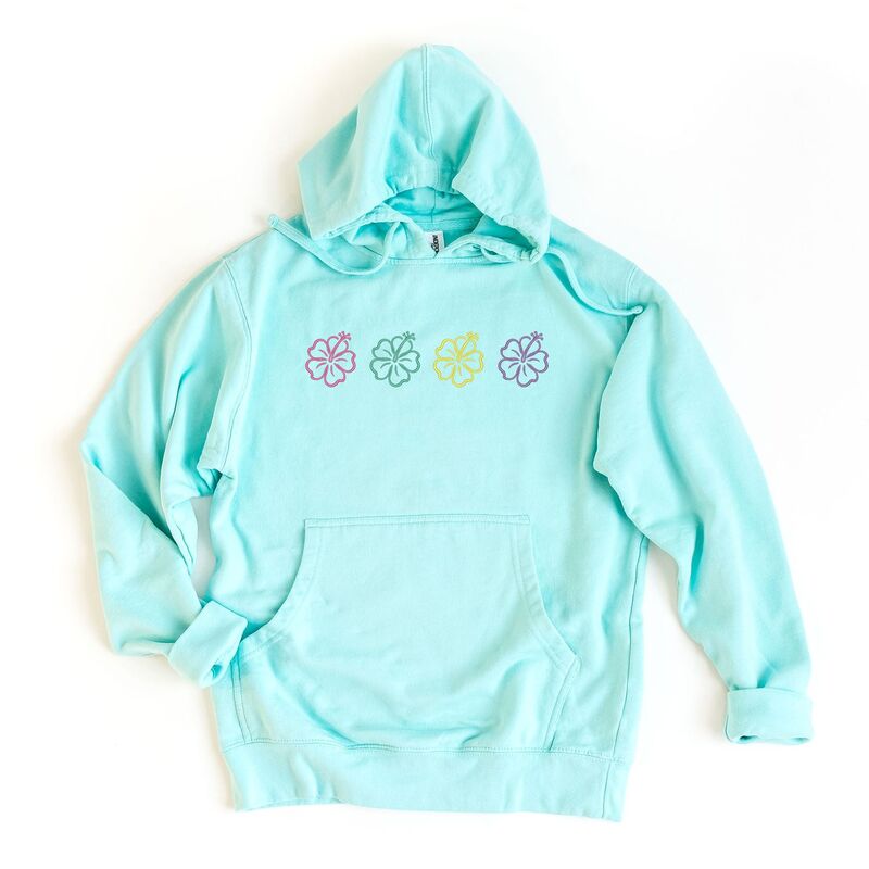 Simply Sage Market レディース トップス ティーシャツ 刺しゅう パーカー グラフィック Simply Sage Market Embroidered Hibiscus Flowers - Women\u0027s Graphic Hoodie Mint ペパーミント トップス-Tシャツ・カットソー
