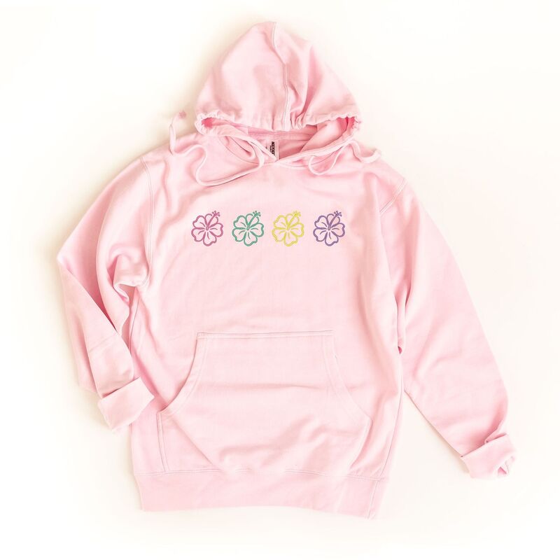 Simply Sage Market レディース トップス プルオーバー 刺しゅう パーカー グラフィック Simply Sage Market Embroidered Hibiscus Flowers - Women\u0027s Graphic Hoodie Pink サクラ色