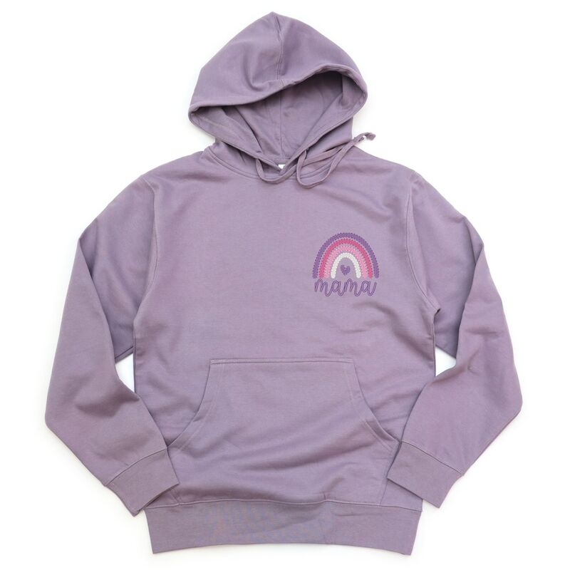 Simply Sage Market レディース トップス プルオーバー 刺しゅう パーカー グラフィック Simply Sage Market Embroidered Mama Rainbow - Women\u0027s Graphic Hoodie Plum 酸桃