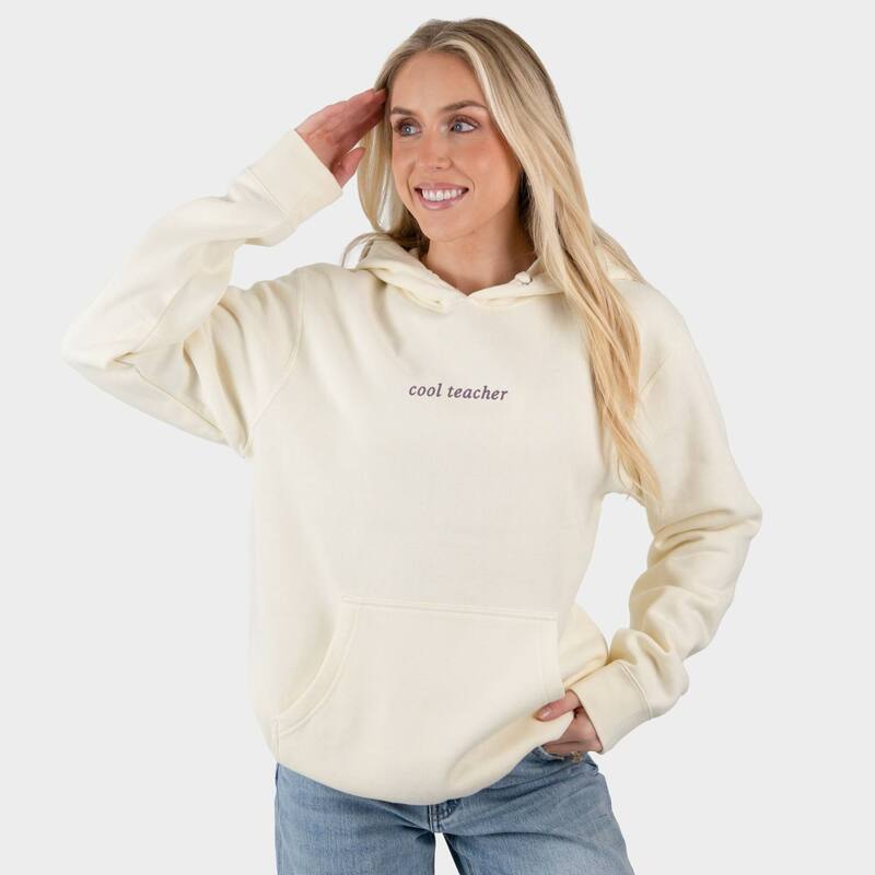 Simply Sage Market レディース トップス ティーシャツ 刺しゅう パーカー グラフィック Simply Sage Market Embroidered Cool Teacher - Women\u0027s Graphic Hoodie Cream 皮膚軟化剤 トップス-Tシャツ・カットソー-レディースファッション