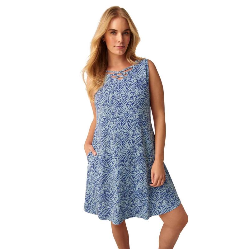 成人女性 ウィズはたご屋 レディース トップス 衣装 つけ加える大きさ Woman Within Plusize Avenue Body Crisscross Gown Sky Blue Zebra 青み