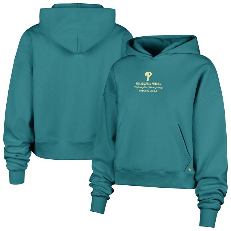 フォーティセブンブランド レディース トップス ティーシャツ パーカー 47 Brand Women\u0027s \u002747 Teal Philadelphia Phillies Contemporary Basics Anderson Foundation Hoodie Phl Blue 青色 Tシャツ・カットソー-トップス-レディースファッション