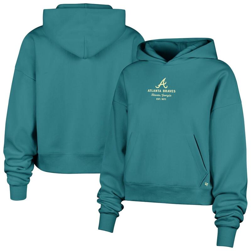 フォーティセブンブランド レディース トップス ティーシャツ パーカー 47 Brand Women\u0027s \u002747 Teal Atlanta Braves Contemporary Basics Anderson Foundation Hoodie Brv Blue 青色 Tシャツ・カットソー-レディースファッション