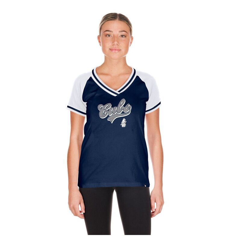 ニューエラ レディース トップス Tシャツ Vネック Women's New Era Navy Chicago Cubs Gameday V-Neck T-Shirt Cub Navy ネイビー｜ReVida 店