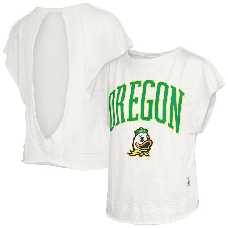押し付けるボックス席 レディース トップス プルオーバー 明けっ広げうしろ側 Women\u0027s Pressbox White Oregon Ducks Nelson Movement Open Back Slub T-Shirt Uoo White 白いこと