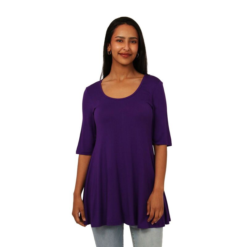 24 セブンコンフォート レディース トップス プルオーバー プチ Petite 24Seven Comfort Apparel Basic Swing Tunic Topurple パープル