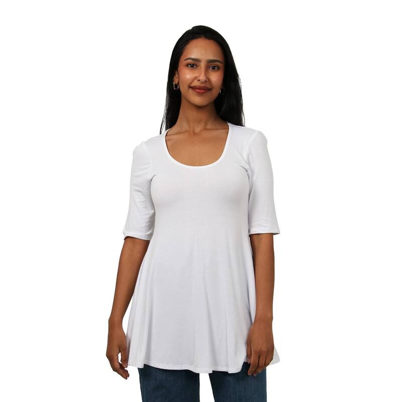 24 セブンコンフォート レディース トップス プルオーバー プチ Petite 24Seven Comfort Apparel Basic Swing Tunic Top White 白いこと