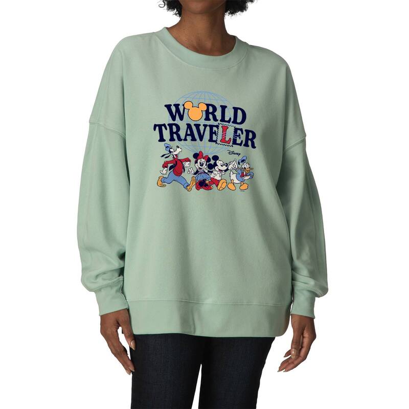 ウォルトディズニー レディース トップス ティーシャツ 流汗 フリース Women\u0027s Disney Mickey \u0026 Friends Oversized Fleece Crew Sweatshirt Seafoam レディースファッション-Tシャツ・カットソー-トップス