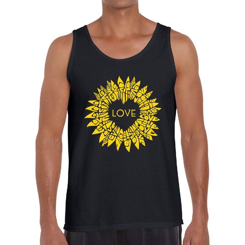 エルエーポップアート レディース トップス Tシャツ LA Pop Art Sunflower Love - Men Word Artank Top Black ブラック