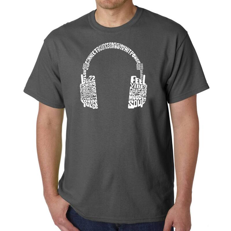 エルエーポップアート レディース トップス Tシャツ LA Pop Art Mood Headphones - Men Word Art-Shirt Grey グレー