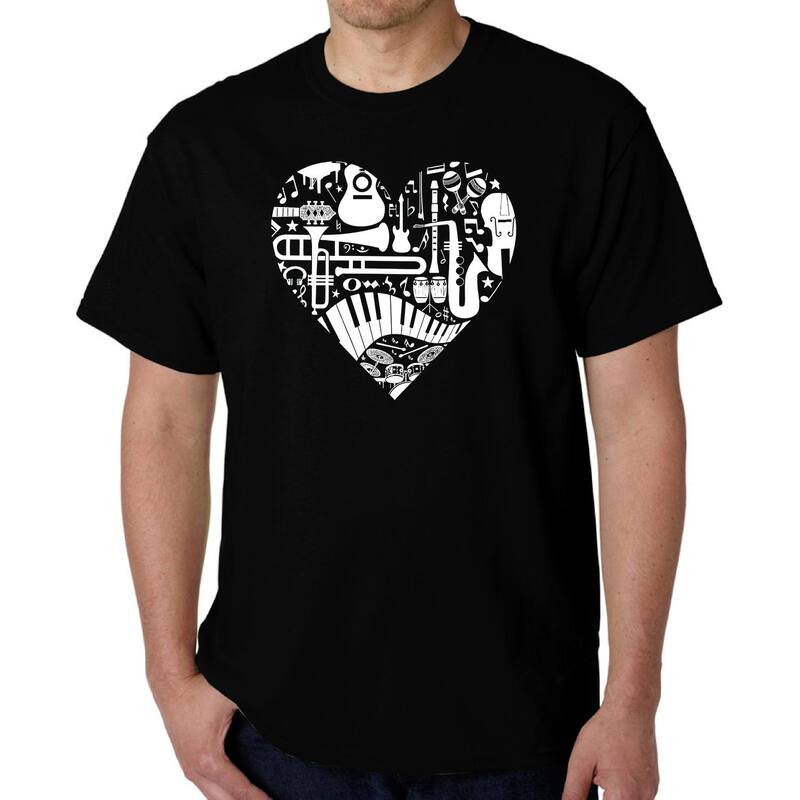 エルエーポップアート レディース トップス Tシャツ LA Pop Art Musical Instrument Heart - Men Word Art-Shirt Black ブラック