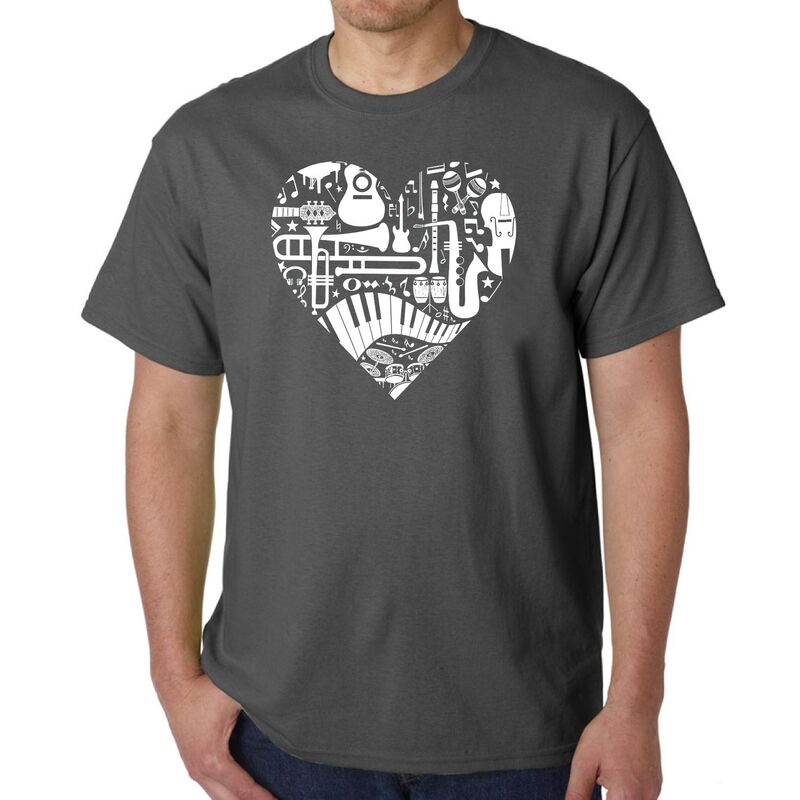 エルエーポップアート レディース トップス Tシャツ LA Pop Art Musical Instrument Heart - Men's Word Art-Shirt Grey グレー|ReVida 店