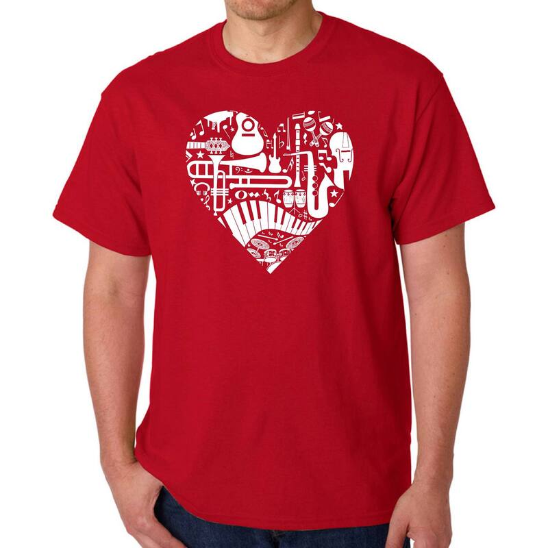エルエーポップアート レディース トップス Tシャツ LA Pop Art Musical Instrument Heart - Men Word Art-Shirt Red レッド