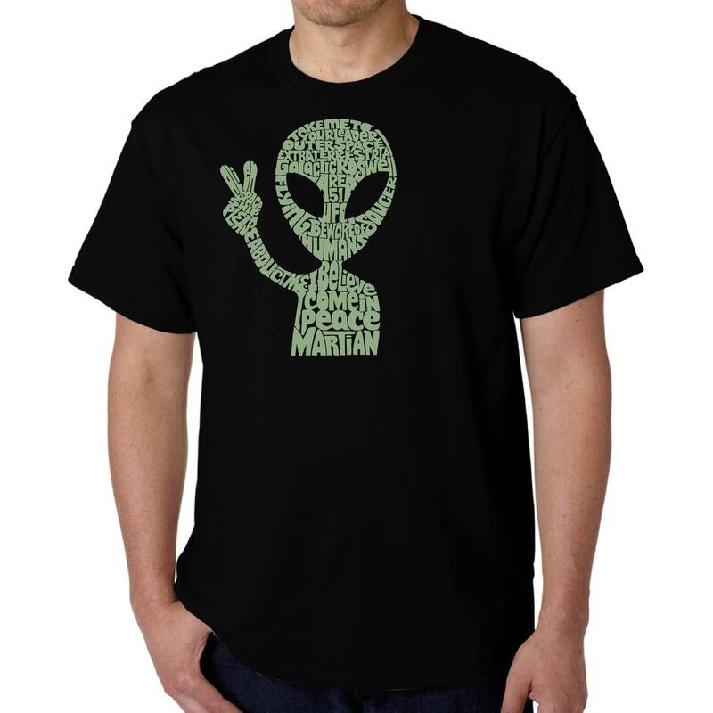 エルエーポップアート レディース トップス Tシャツ LA Pop Art Peace Alien - Men Word Art-Shirt Black ブラック