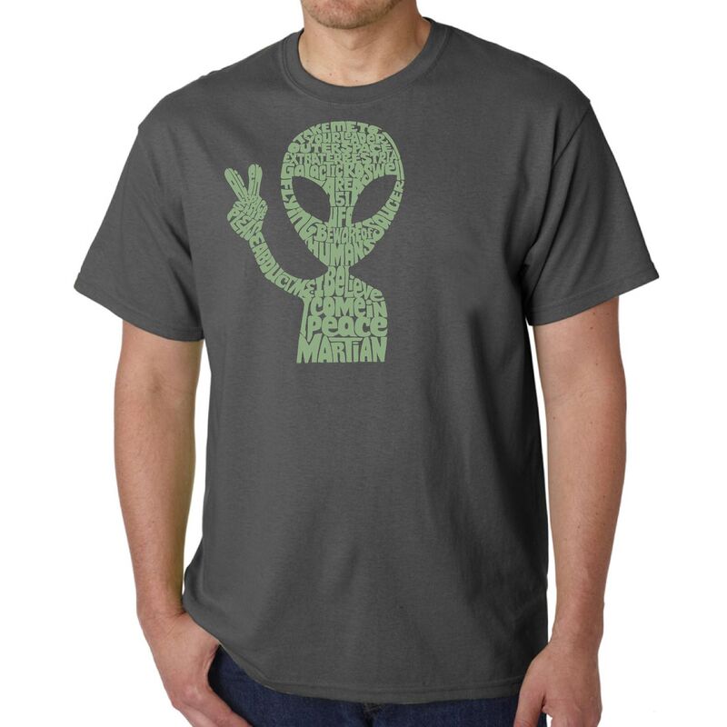 エルエーポップアート レディース トップス Tシャツ LA Pop Art Peace Alien - Men Word Art-Shirt Grey グレー