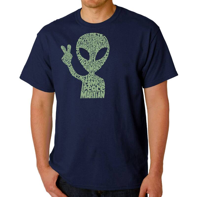 エルエーポップアート レディース トップス Tシャツ LA Pop Art Peace Alien - Men Word Art-Shirt Navy ネイビー