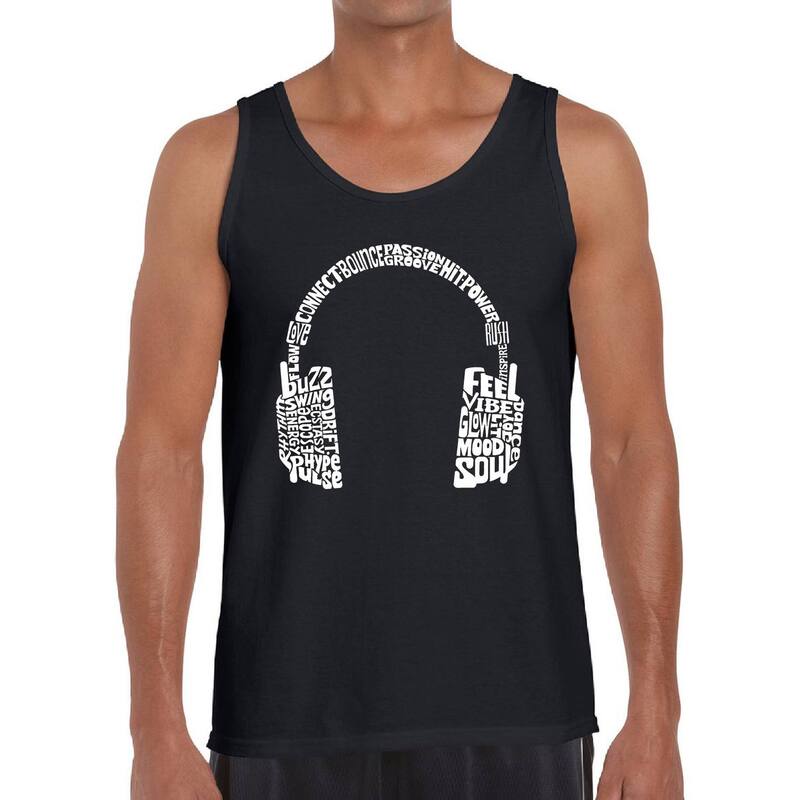 エルエーポップアート レディース トップス Tシャツ LA Pop Art Mood Headphones - Men Word Artank Top Black ブラック