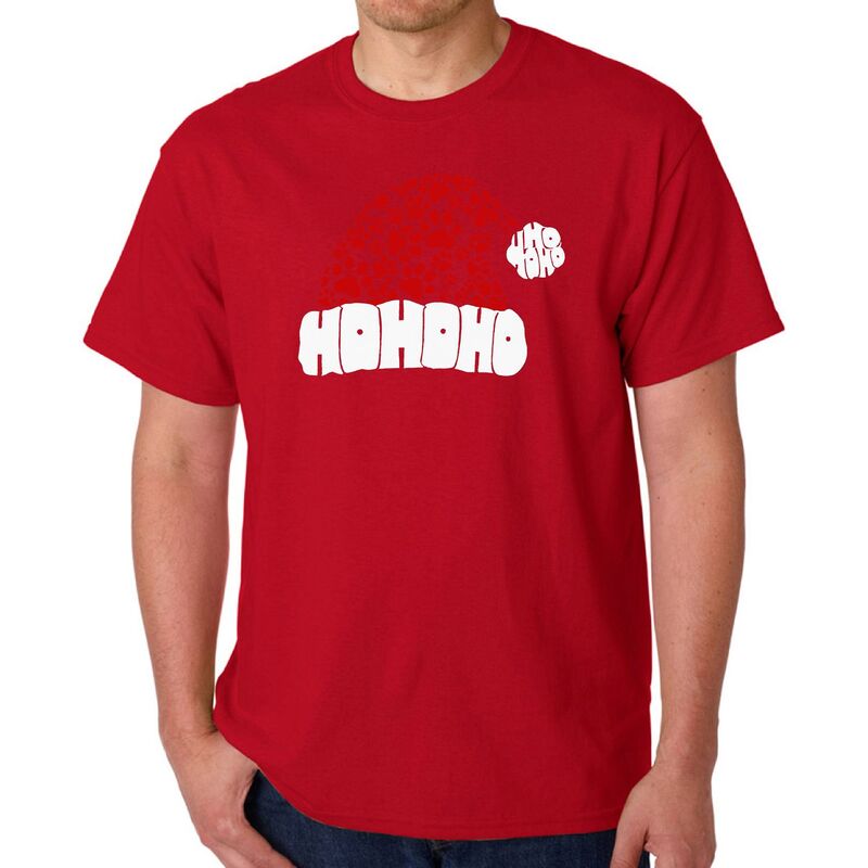 エルエーポップアート レディース トップス Tシャツ プリント LA Pop Art Paw Print Santa Hat - Men Word Art-Shirt Red レッド
