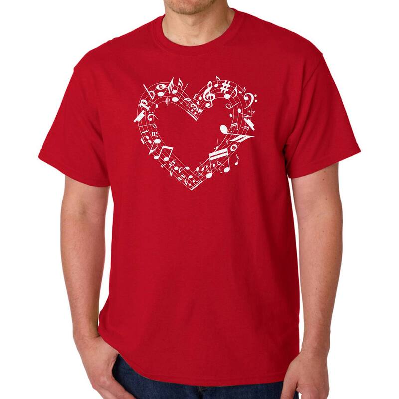 エルエーポップアート レディース トップス Tシャツ LA Pop Art Sheet Music Heart - Men's Word Art-Shirt Red レッド｜ReVida 店