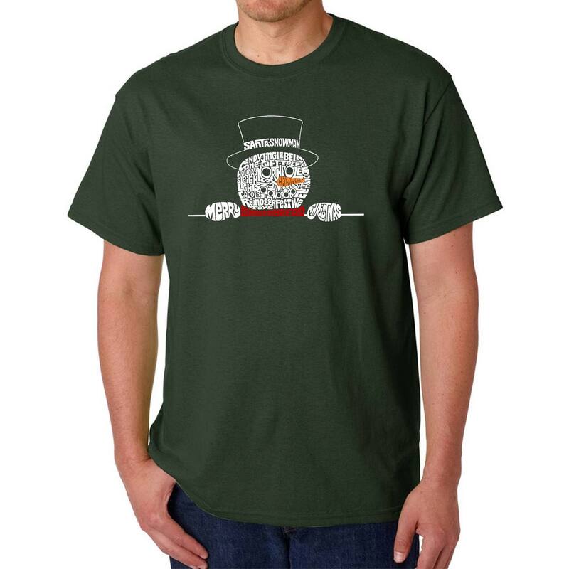 エルエーポップアート レディース トップス Tシャツ LA Pop Art Peeking Snowman - Men Word Art-Shirt Forest フォレスト