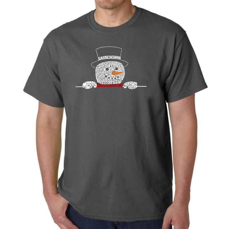 エルエーポップアート レディース トップス Tシャツ LA Pop Art Peeking Snowman - Men Word Art-Shirt Grey グレー