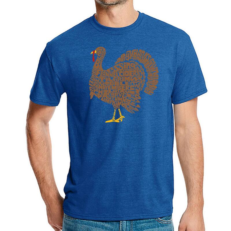 エルエーポップアート レディース トップス ティーシャツ 天使の都市 Pop Arthankgiving Turkey - Men\u0027s Premium Blend Word Art-Shirt Royal トップス-レディースファッション