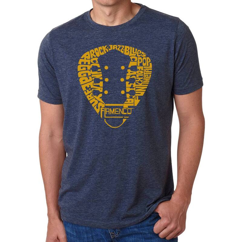 エルエーポップアート レディース トップス ティーシャツ 天使の都市 Pop Art Guitar Pick Genres - Men\u0027s Premium Blend Word Art-Shirt Navy 米国海軍 トップス-レディースファッション