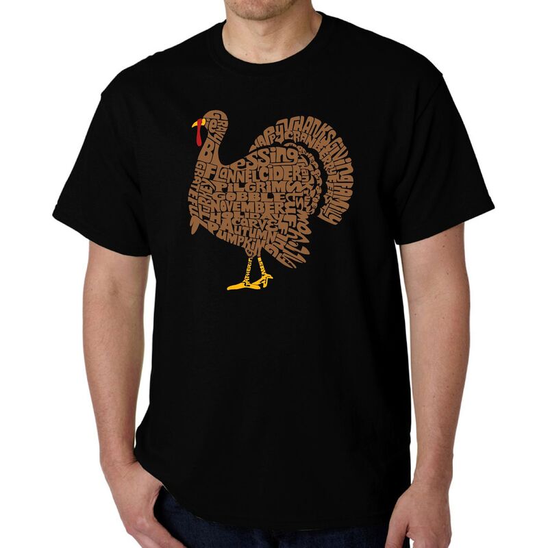 エルエーポップアート レディース トップス Tシャツ LA Pop Arthankgiving Turkey - Men Word Art-Shirt Black ブラック