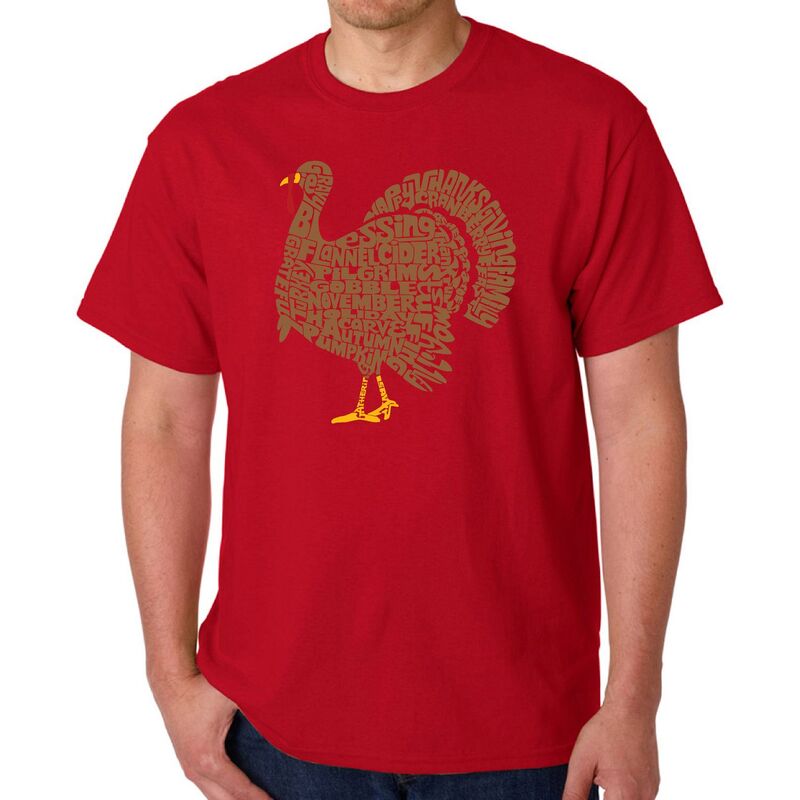 エルエーポップアート レディース トップス Tシャツ LA Pop Arthankgiving Turkey - Men Word Art-Shirt Red レッド