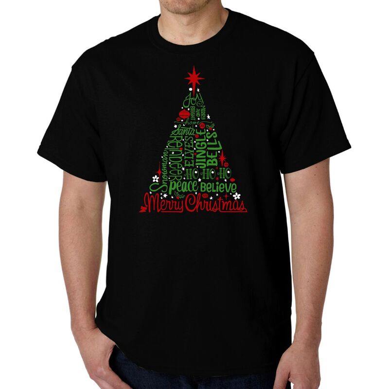 エルエーポップアート レディース トップス Tシャツ LA Pop Art Holiday Christmas Tree - Men Word Art-Shirt Black ブラック