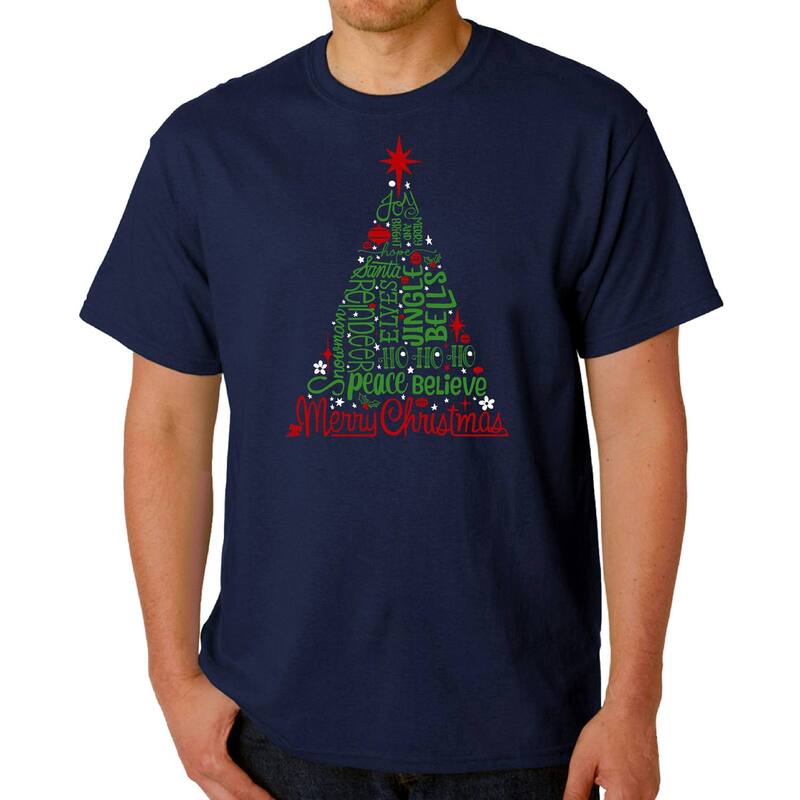 エルエーポップアート レディース トップス Tシャツ LA Pop Art Holiday Christmas Tree - Men Word Art-Shirt Navy ネイビー