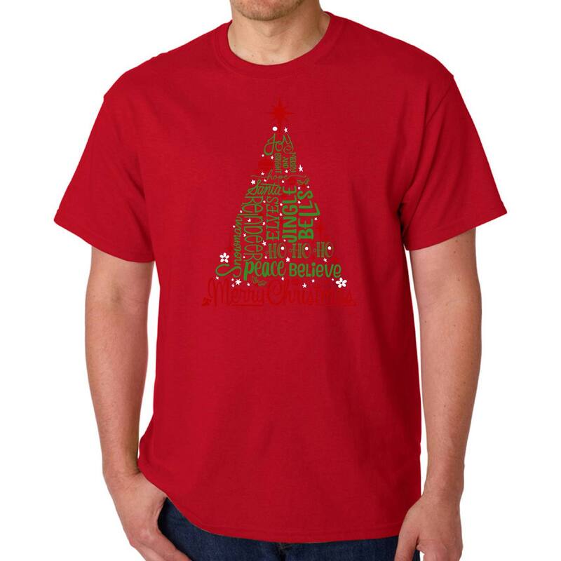 エルエーポップアート レディース トップス Tシャツ LA Pop Art Holiday Christmas Tree - Men Word Art-Shirt Red レッド