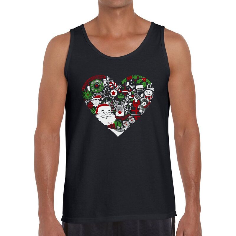 エルエーポップアート レディース トップス Tシャツ LA Pop Art Christmas Themed Heart - Men Word Artank Top Black ブラック