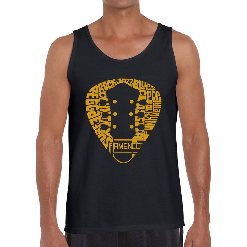 エルエーポップアート レディース トップス Tシャツ LA Pop Art Guitar Pick Genres - Men Word Artank Top Black ブラック