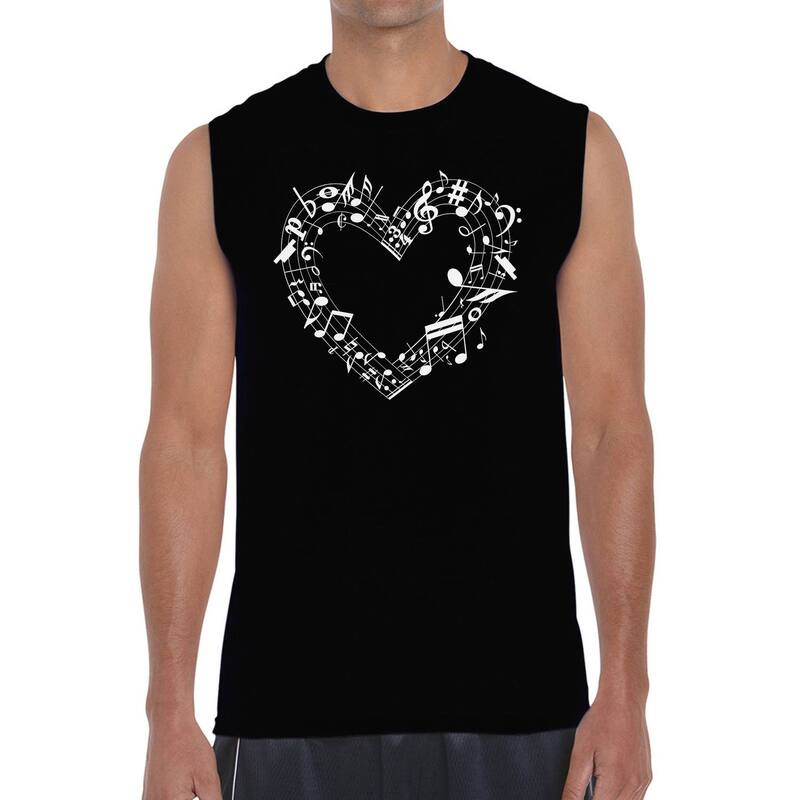 エルエーポップアート レディース トップス Tシャツ ノースリーブ LA Pop Art Sheet Music Heart - Men Word Art Sleeveless T-Shirt Black ブラック