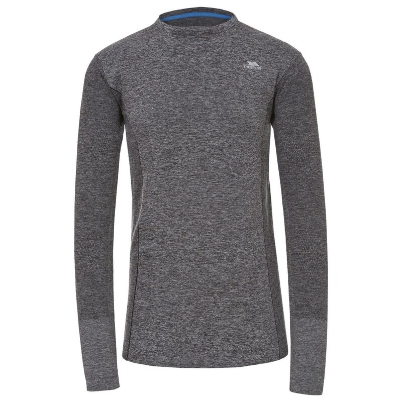 トレス通行手形 レディース トップス ティーシャツ Trespass Mens Timo Long Sleeve Active Top Black Marl 黒いこと トップス-レディースファッション-Tシャツ・カットソー