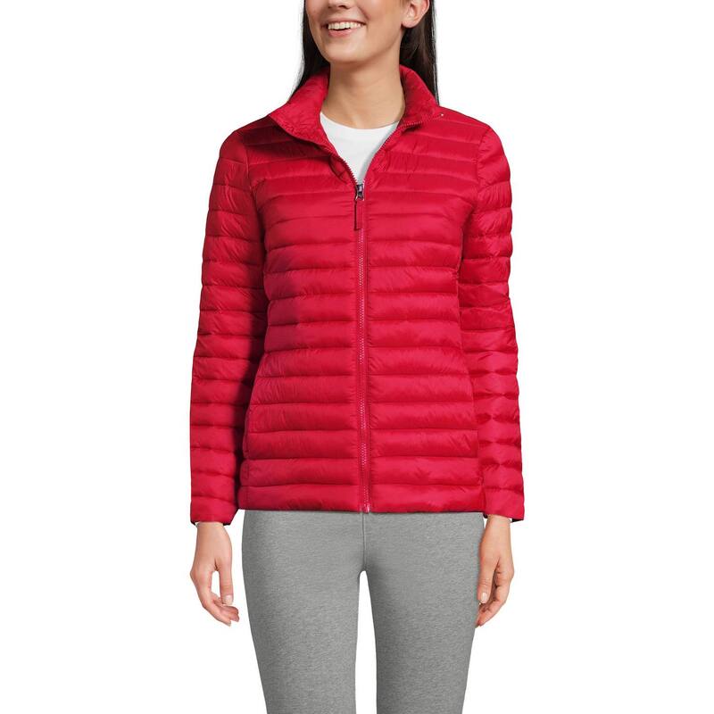 ランズ挙げ句の果て レディース アウター 上衣・上衣 Women\u0027s Lands\u0027 End School Uniform ThermoPlume Jacket Red 赤いこと