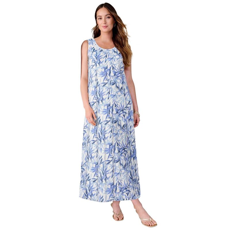 ジェシカロンドン レディース トップス ワンピース プラスサイズ デニム マキシ Jessica London Women's Plusize Denimaxi Dress Blue Watercolor Palms ブルー｜ReVida 店