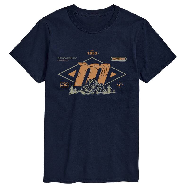 アニメキャラクター レディース トップス Tシャツ ジャージー グラフィック Licensed Character Men Matchbox Est. 1953 Mountain Jersey Short Sleeve Graphic Tee Navy ネイビー