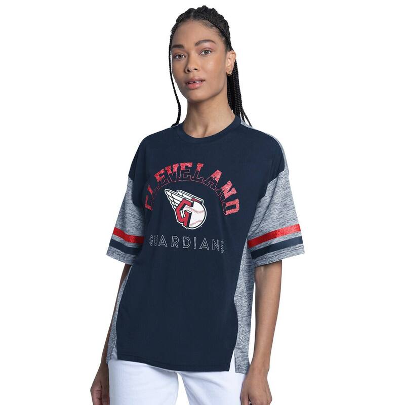 ジースリー フォーハー バイ 長い巻き毛 バンクス レディース トップス プルオーバー Women\u0027s G-III 4Her by Carl Banks Navy Cleveland Guardians Off-Season Oversized Top Grd Navy 米国海軍