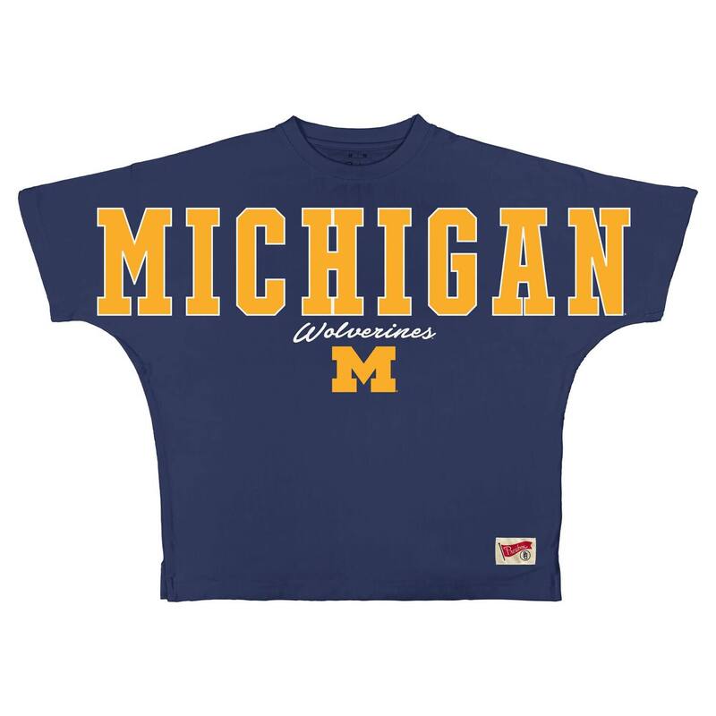 プレスボックス レディース トップス Tシャツ Women Pressbox Navy Michigan Wolverines Flannigan Oversized T-Shirt Mic Navy ネイビー