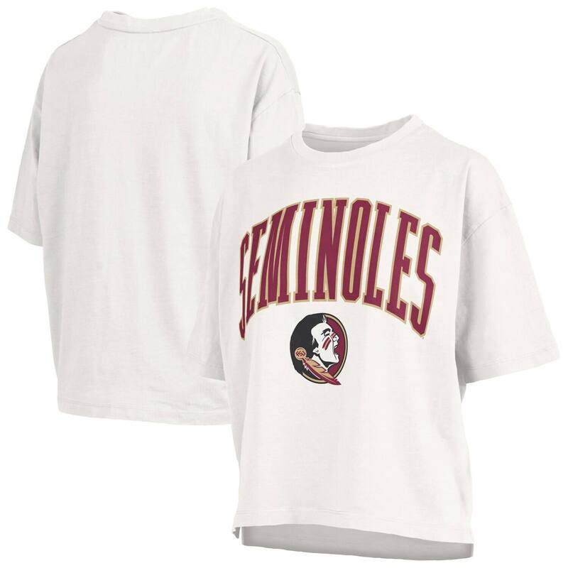 押し付けるボックス席 レディース トップス プルオーバー 足し加える大きさ Women\u0027s Pressbox White Florida State Seminoles Plusize Nelson Motley Crew Oversized Slub T-Shirt Fsu White 白いこと