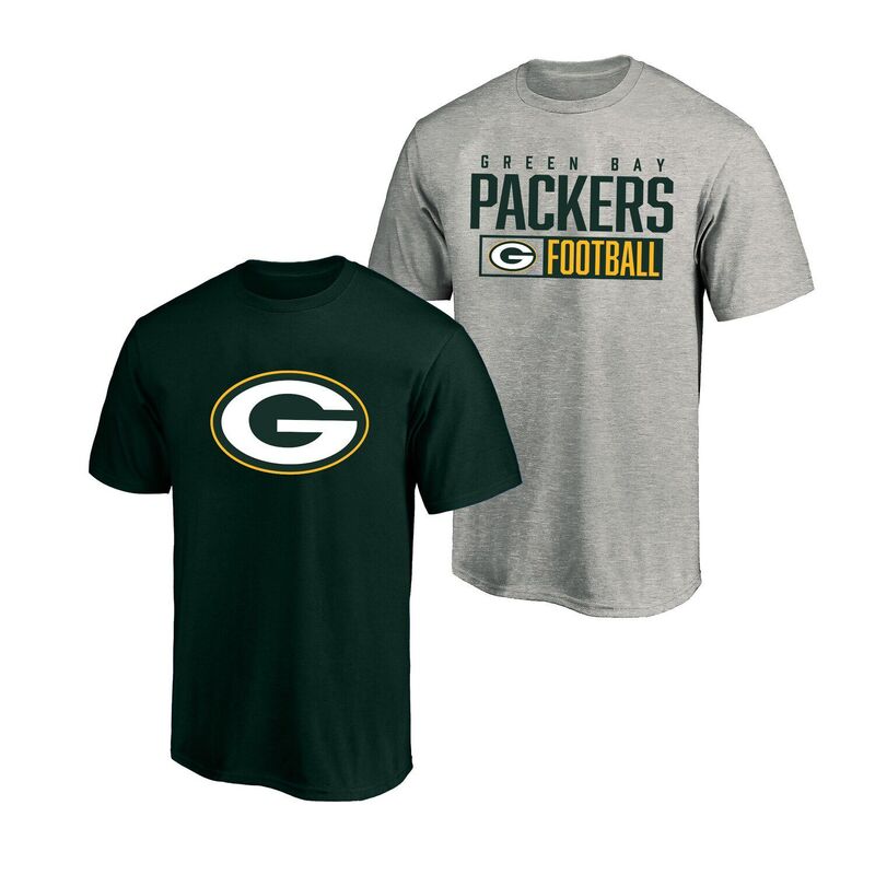 ファナティクス レディース トップス Tシャツ トール Men's Fanatics Heather Gray/Green Bay Packers Big & Tall 2-Pack T-Shirt Set Pkr Grey グレー｜ReVida 店